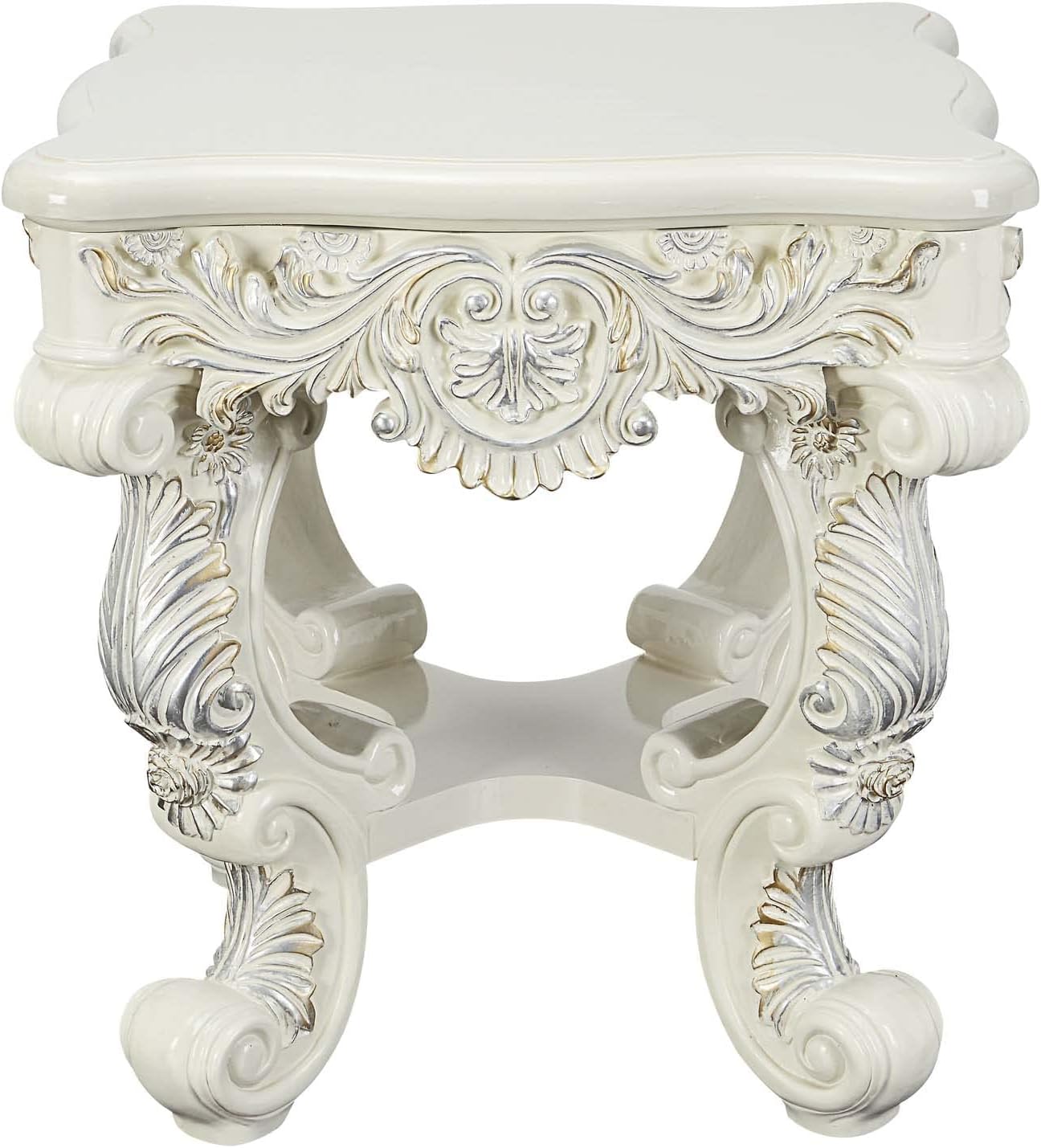 ACME Furniture Traditional Square End Table in Antique White