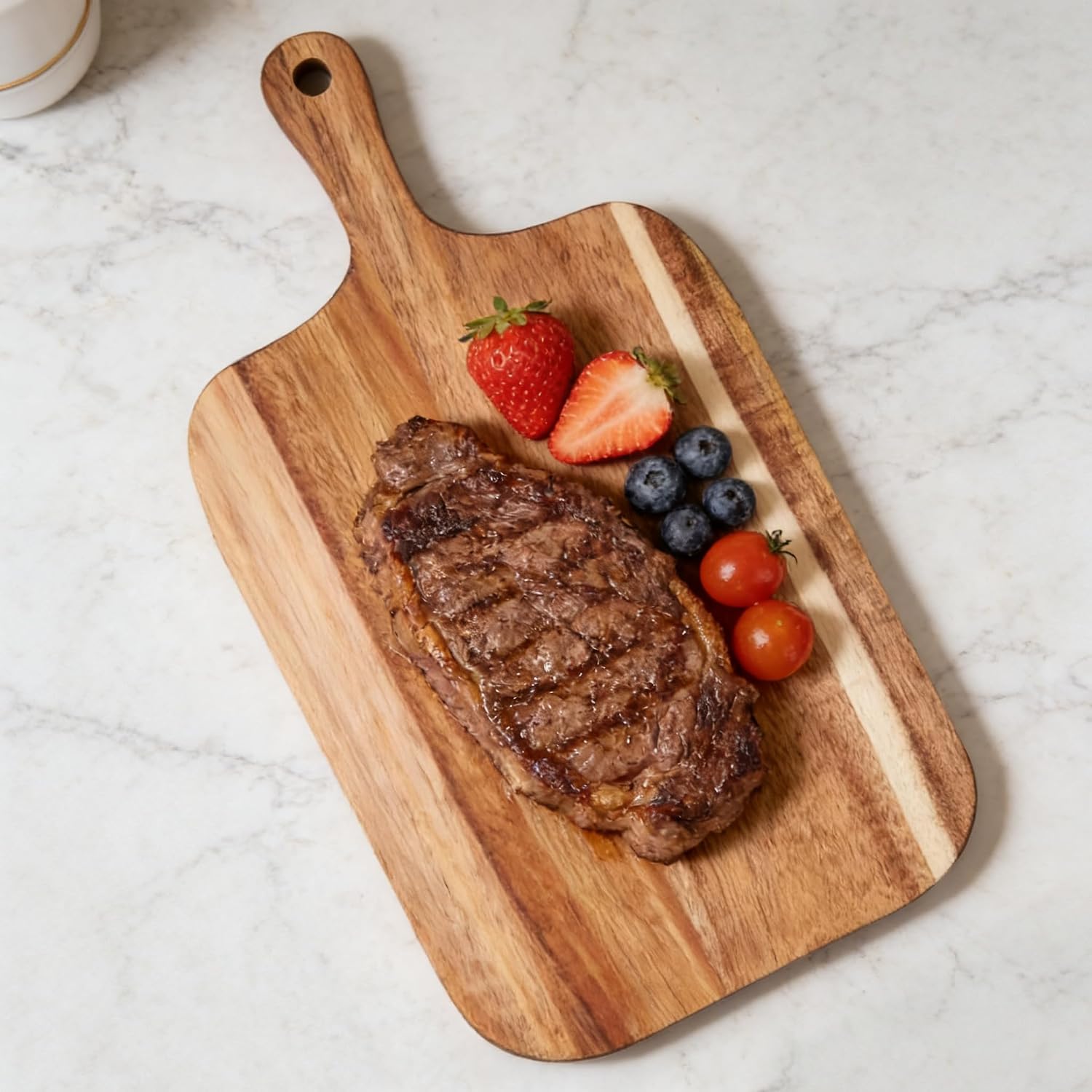 Small Acacia Wood Cutting Board with Handle, 14x8 Charcuterie Serving Tray