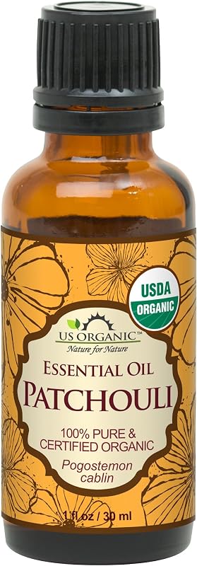US Organic Óleo essencial de patchouli, 100% puro, destilado a vapor, 30 mL, com conta-gotas Euro