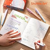 Vista 5 de Shuttle Art Retractable Pastel Shifting Gel Ink Pens, 15 Pack Black Ink Pens, Cute Pens 0.5mm Fine Point Soft Aesthetic Barrel for Smooth Writing 15
