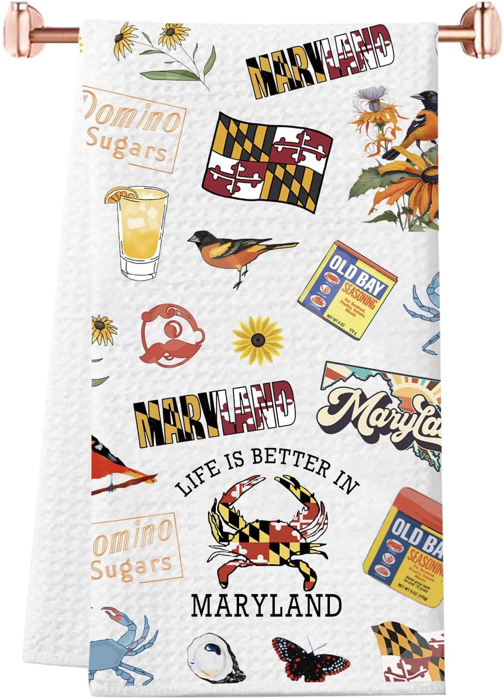 Maryland Crab Dish Towel, Life is Better in Maryland Kitchen Towel