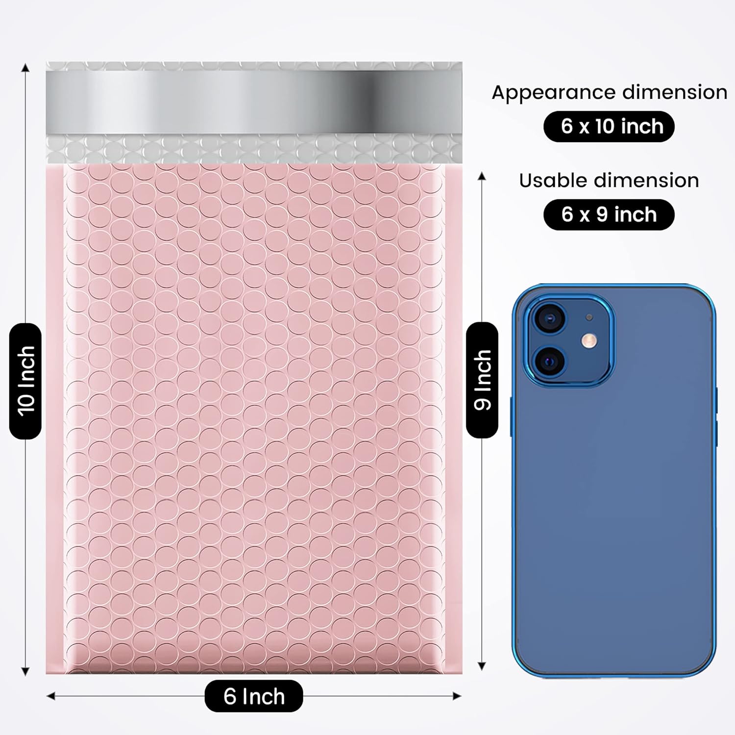 Fuxury 200pcs Bubble Mailers, 100 pcs 6x10 Padded Envelopes Sakura Pink +100Pcs 6x10 Bubble Mailer Forest Green, Self Seal Waterproof Mailing Envelopes Bubble Padded Bulk #0,#000 Mailers Bubble Padded