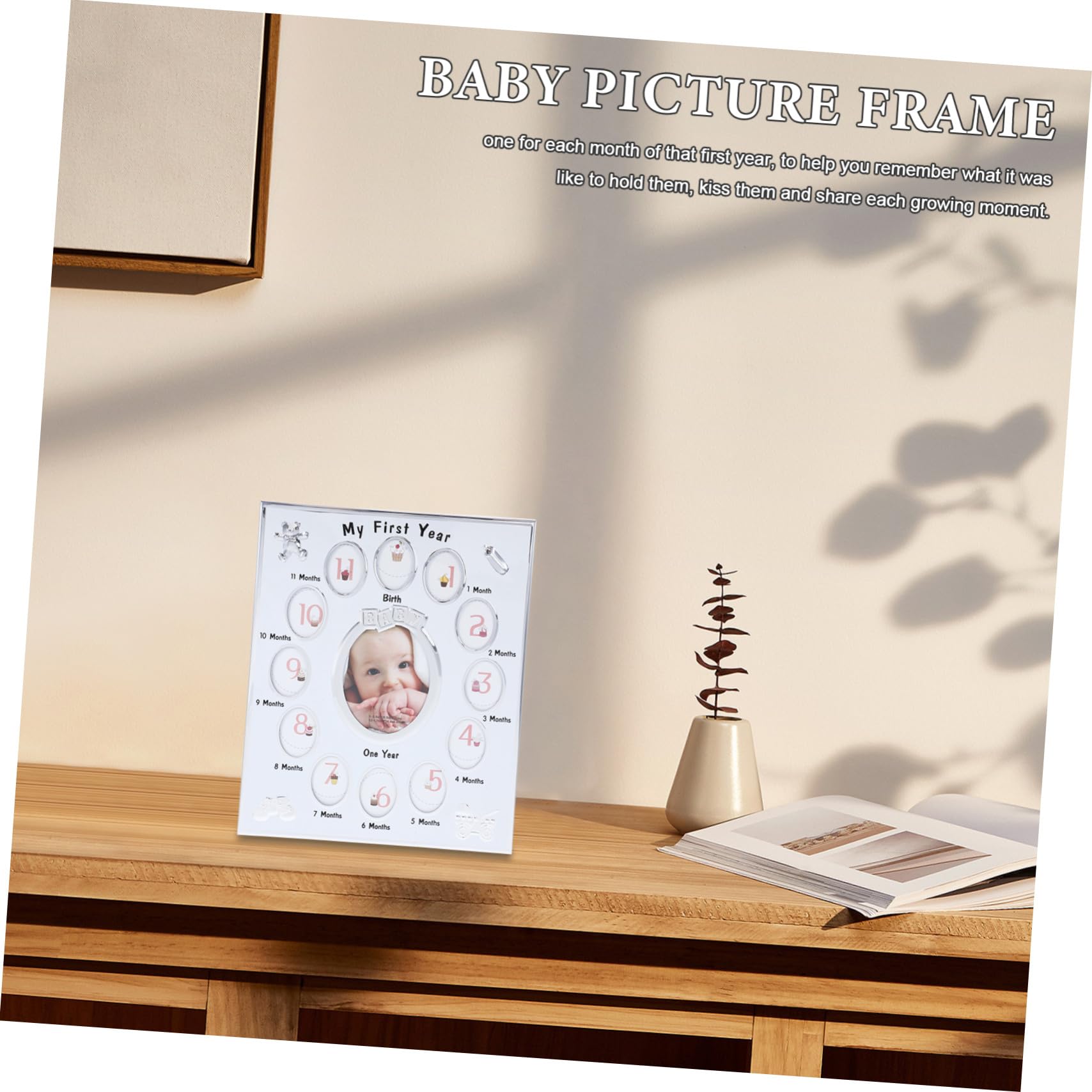Marco de Fotos para Niña Marco de Crecimiento Infantil Exhibidor para Cumpleaños Registro de Imágenes para Recién Nacidos Seguro y Duradero Regalo Original para con Bebés