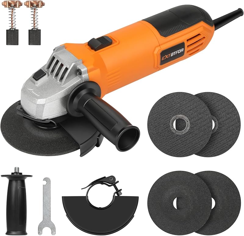 Angle Grinder,6 Amp 4-1/2" Metal Cutter,11000RPM with 4 Pcs Wheel | Electric Angle Grinder Tool for Cutting, Grinding, Polishing and Rust Removal