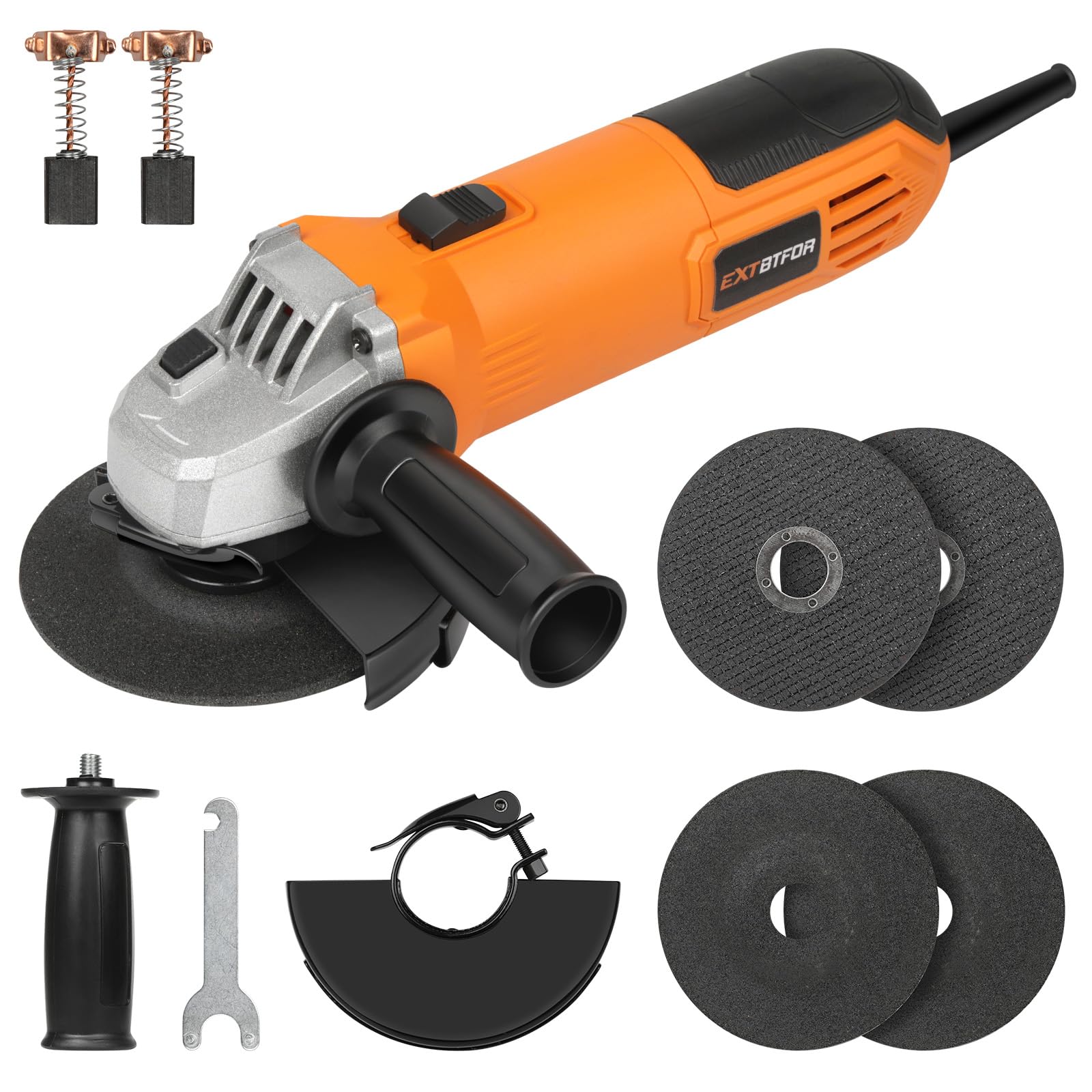 Angle Grinder,6.0-Amp Electric Angle Grinder Tool 4-1/2",11000RPM Metal Cutter Grinder with 4 Pcs Wheel for Cutting, Grinding, Polishing and Rust Removal