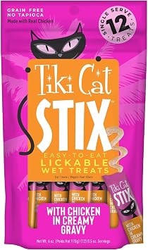 Tiki Cat Stix Wet Cat Treats, with Chicken in Creamy Gravy, 6 oz. Pouch