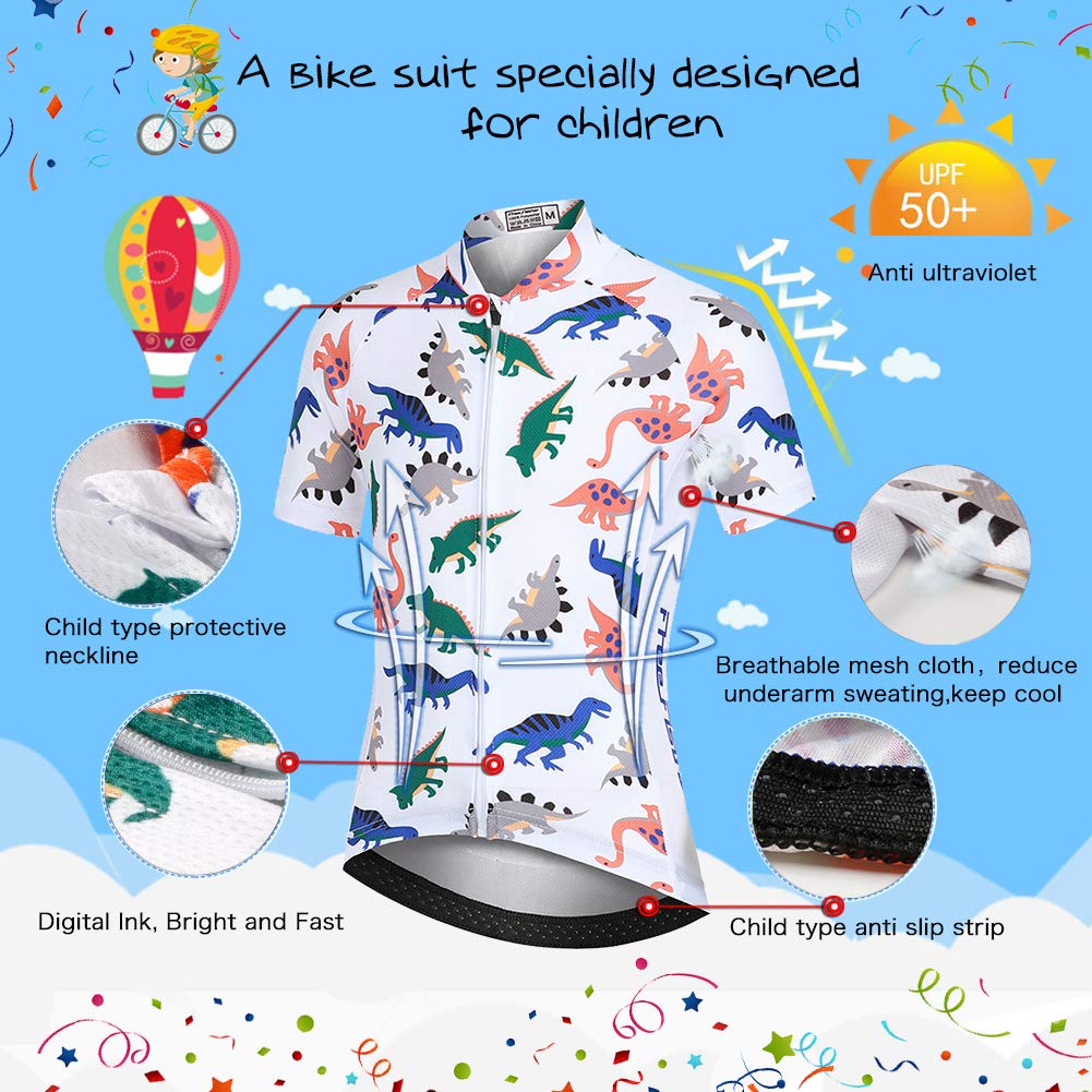 Conjunto de maillot de ciclismo para niños y niñas, transpirable, camiseta de ciclismo de manga corta + pantalones cortos con acolchado 3D