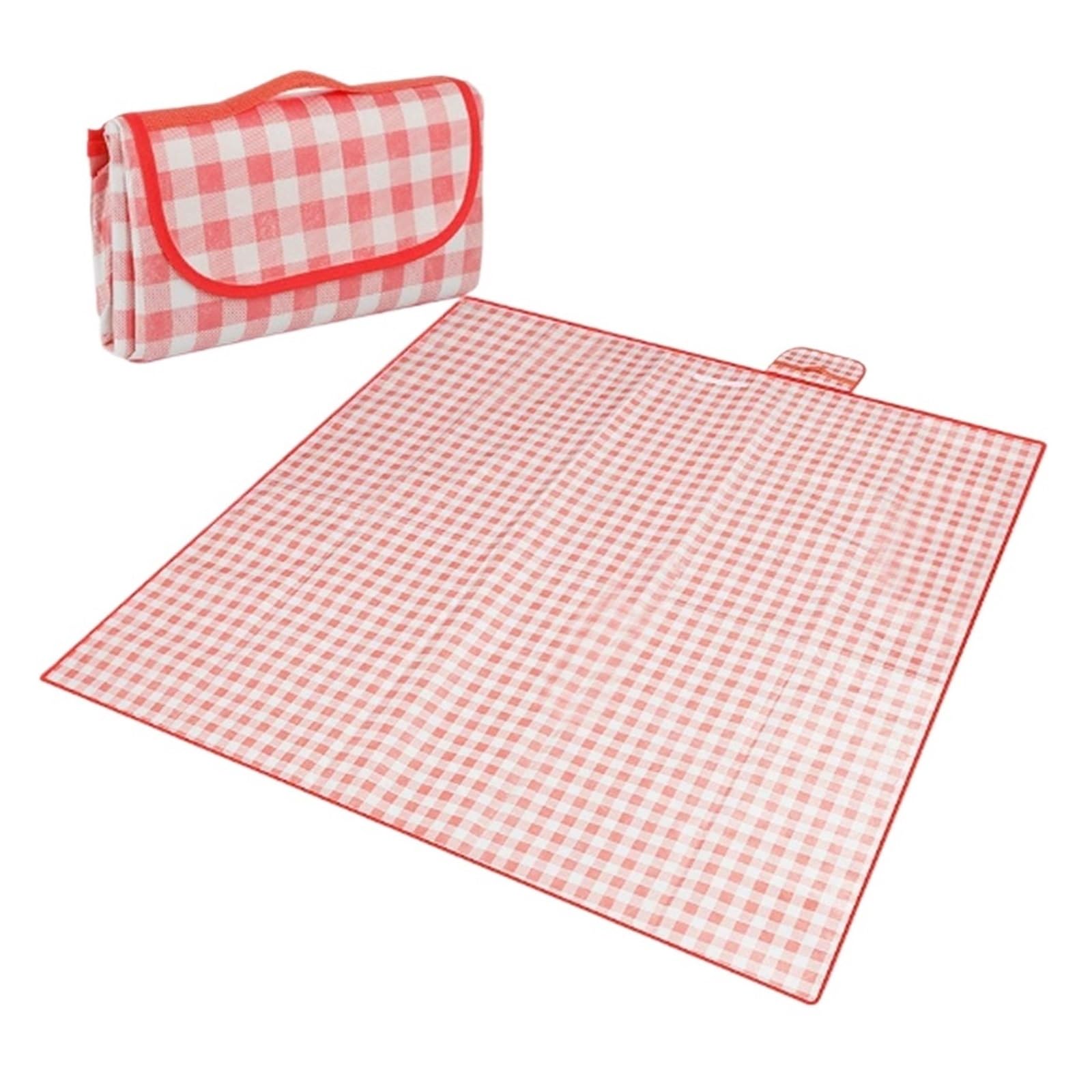 Générique Couverture de Pique-Nique 140 × 190 cm, Tapis Plage avec poignée à Carreaux Rouges, Compatible for la randonnée, Les Voyages, Parcs Camping en Plein air(3pcs-Red)
