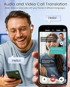 AI Translation Earbuds Real Time 164 Languages 80H Playtime Translator Ear Buds Audifonos Traductores Ingls Espaol Wireless Earphones Bluetooth Headphones for Travel Business Meeting Learning White