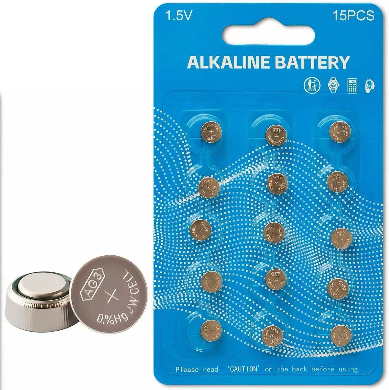 15 Pack AG3 LR41 1.5V Alkaline Button Cell Batteries | Long-Lasting Replacement for L736 392 384 192 SG3 G3 SR41, Power for Thermometers, Watches, Key Fobs, Toys & Calculators