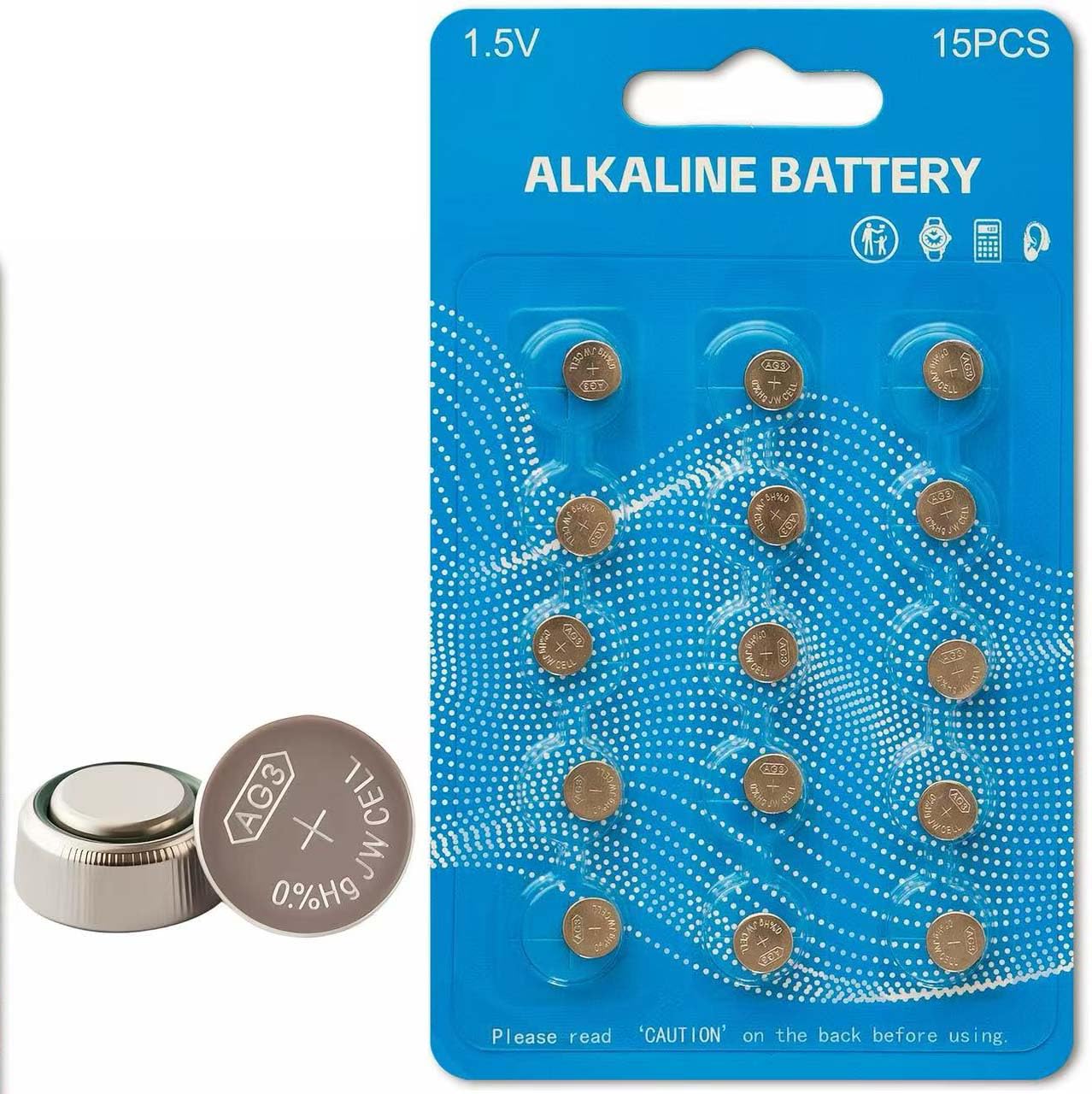 Batterie LR41 AG3 392 384 192 SR41W, confezione da 15, pile a bottone da 1,5 V, prive di mercurio e a tenuta stagna, potenza di lunga durata