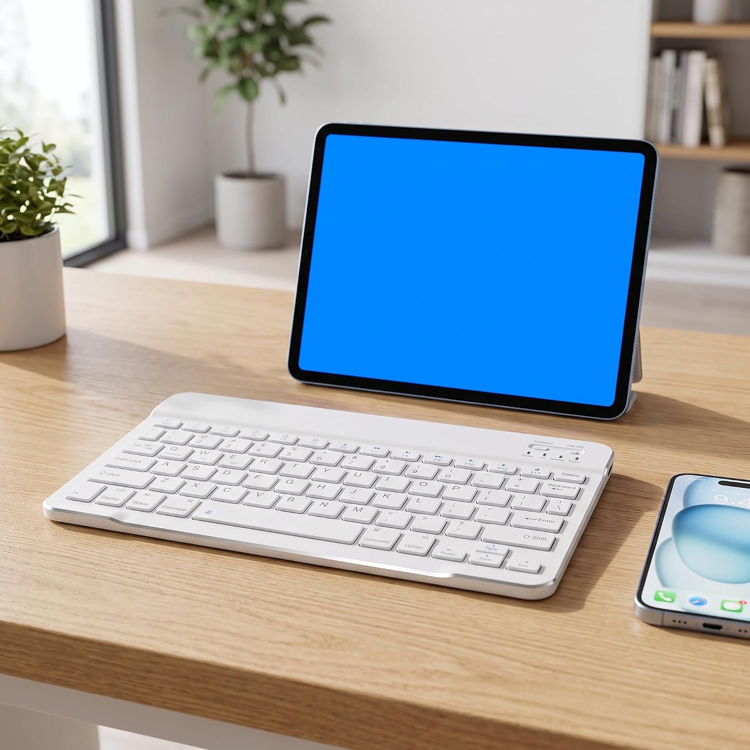 Wireless Keyboard for Android Tablet Smartphone, Slim Rechargeable Bluetooth Keyboard for iPad 11th 10th Generation, iPad Pro Air Mini, iPhone Samsung Galaxy