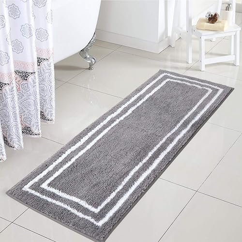 Uphome Alfombra de baño con bandas, antideslizante para puerta, alfombra suave de microfibra de lujo, lavable a máquina, alfombra de cocina para