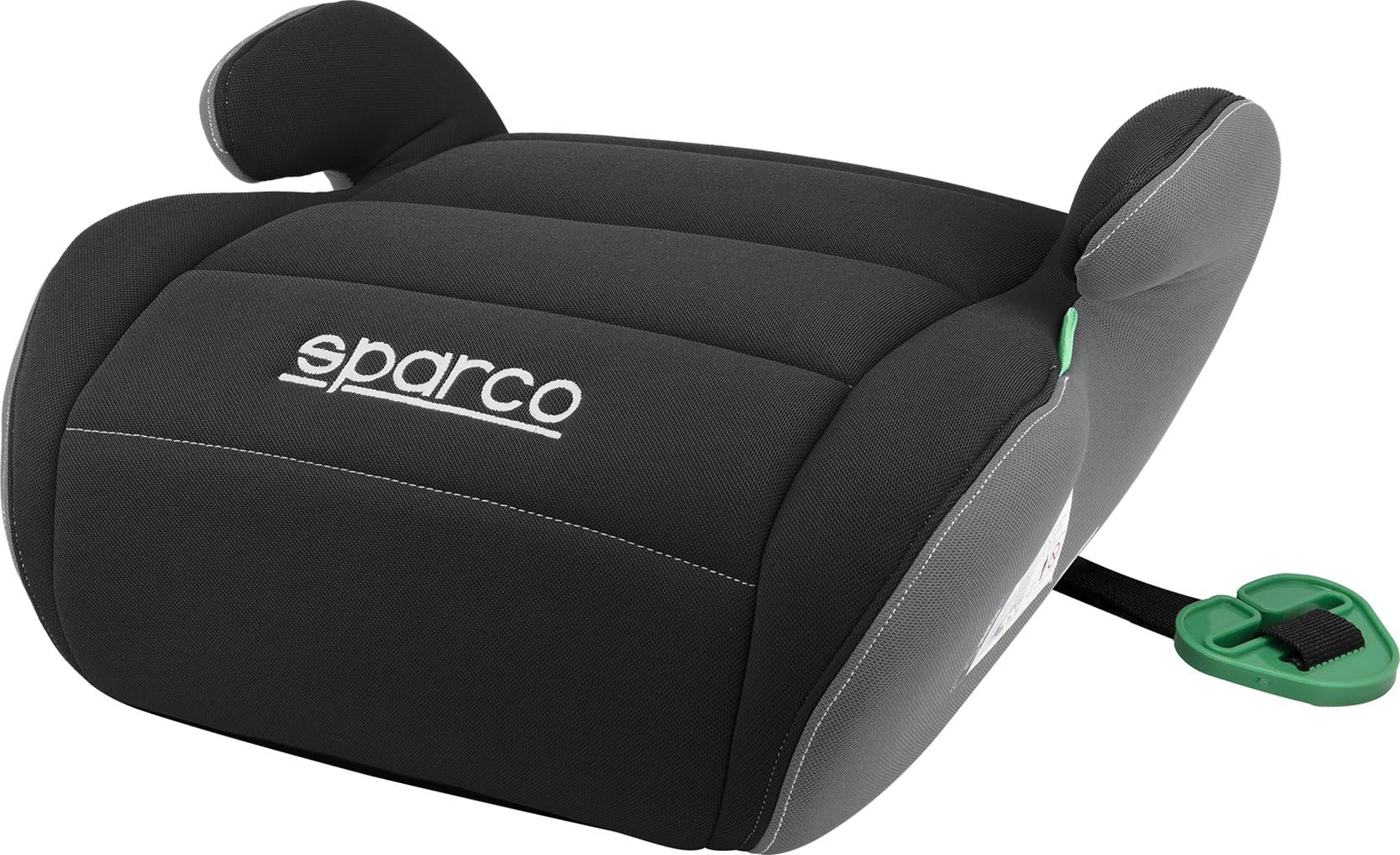 Sparco Alzador Infantil de Asiento de Coche Negro y Gris i-Size para Niños y Niñas. Homologado ECE R129/03 125-150 cm. Con funda lavable de 3 cm. Fabricado en ABS de Alta Resistencia
