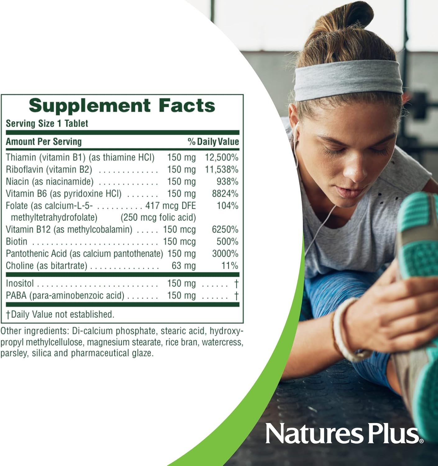 NaturesPlus Mega B-150 Complex - 60 Sustained Release Vegetarian Tablets - Maximum Potency B Complex Vitamin Supplement - Energy & Brain Booster - Gluten Free - 60 Servings