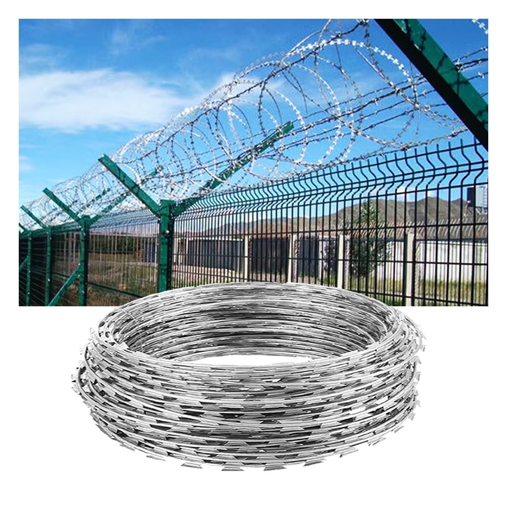 Amazon.com: pujindu Razor Wire, Galvanized Ribbon Barbed Wire