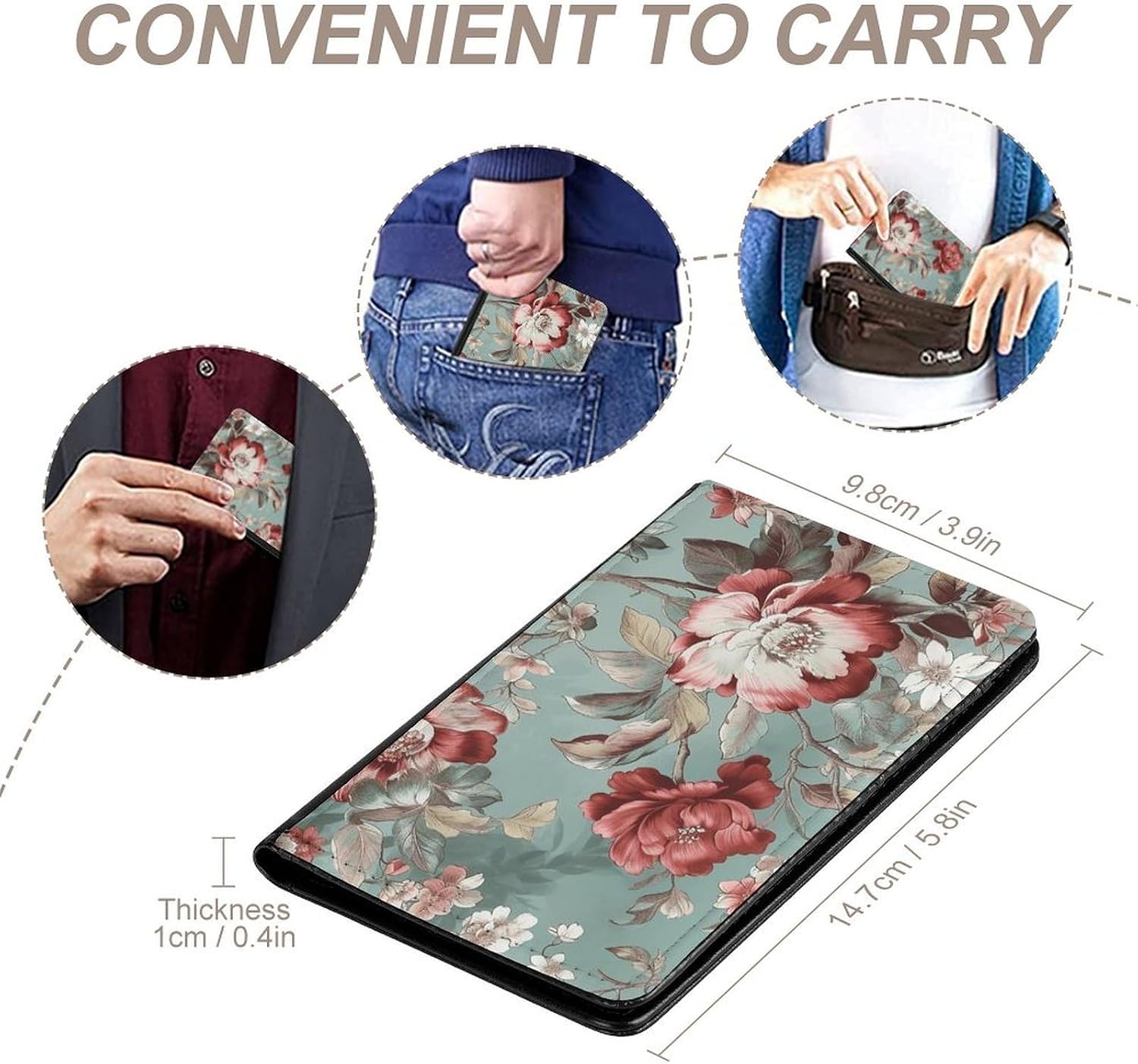 Cute Passport Holder for Travel,Personalized Multi-Functional Passport Cover with Card Slots,Slim Rustic Floral Pattern Printed Passport Wallet for Women Men