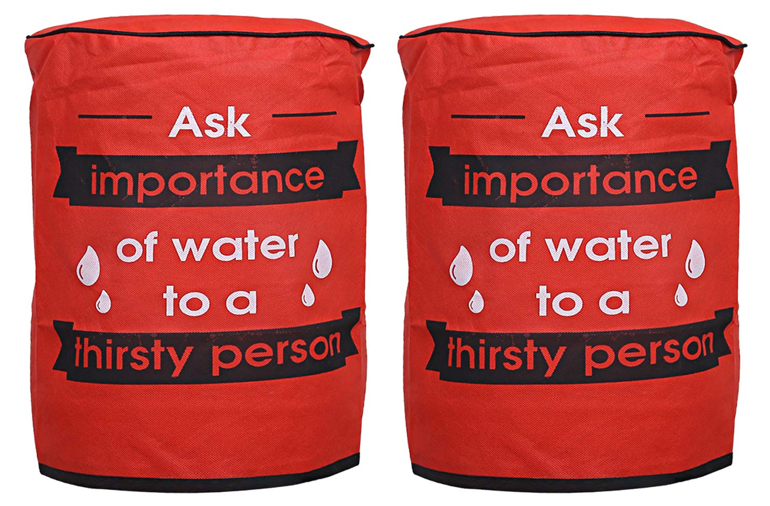 Kuber Industries Red Rexine 2 Pieces Water Dispenser Bottle Cover With Rexine Water Level Indication 20 Ltr (Red)-Ctltc15150