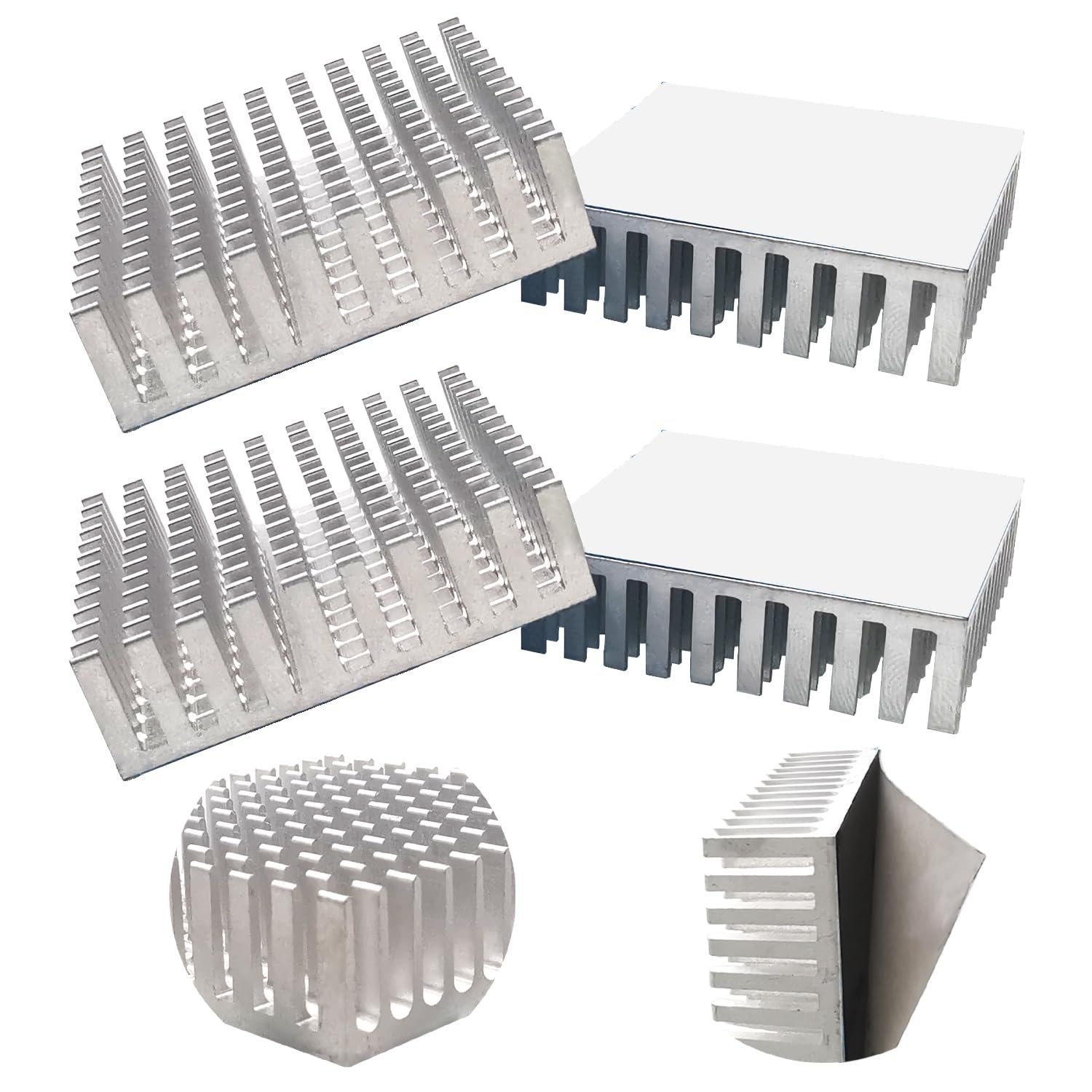 CTRICALVER 4 x Heat Sink 40 mm x 40 mm x 11 mm, Aluminium Heat Sinks with 3M Adhesive Tape (Silver)