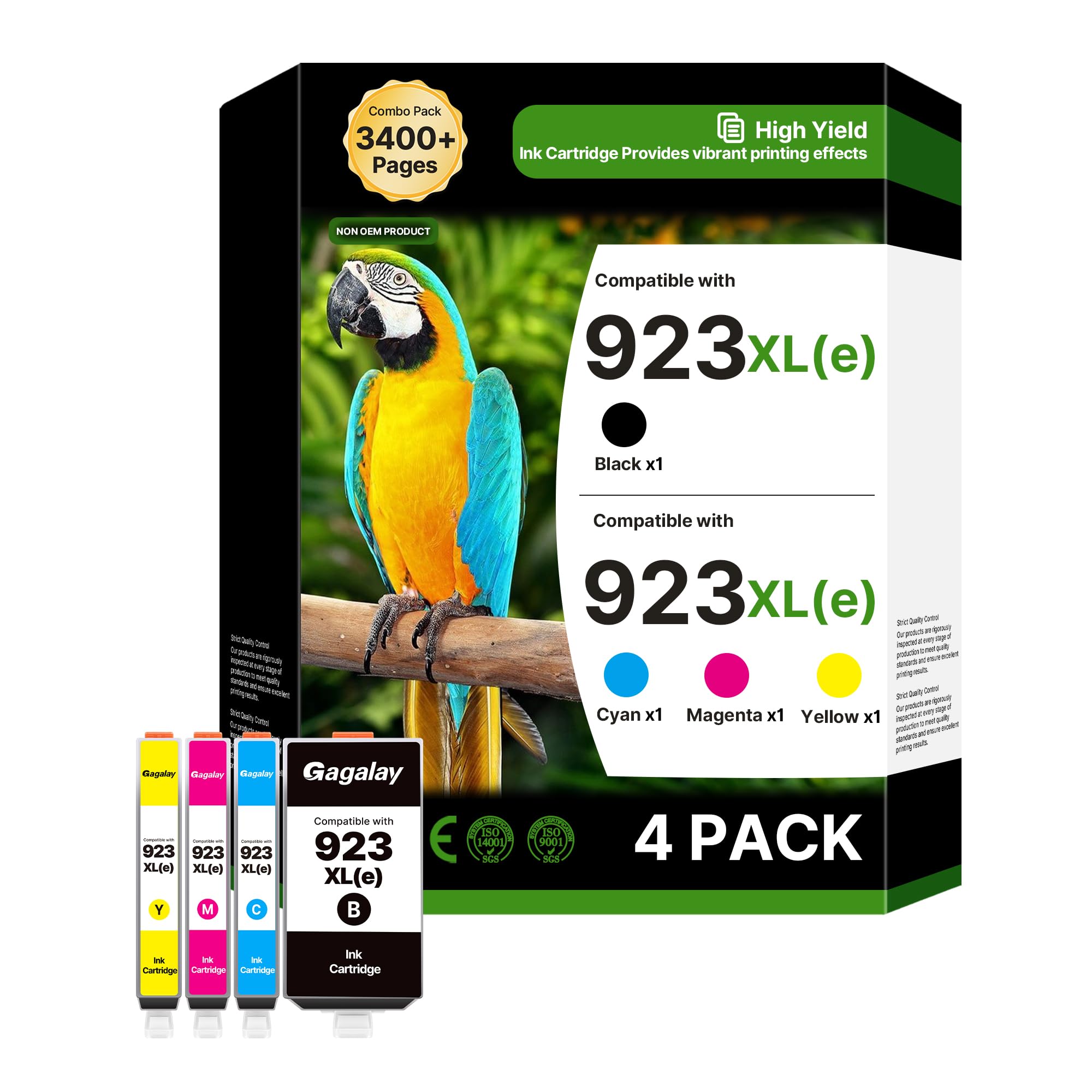 Photo 1 of Gagalay 923XL Ink Cartridges (4-Pack) for HP Printers
