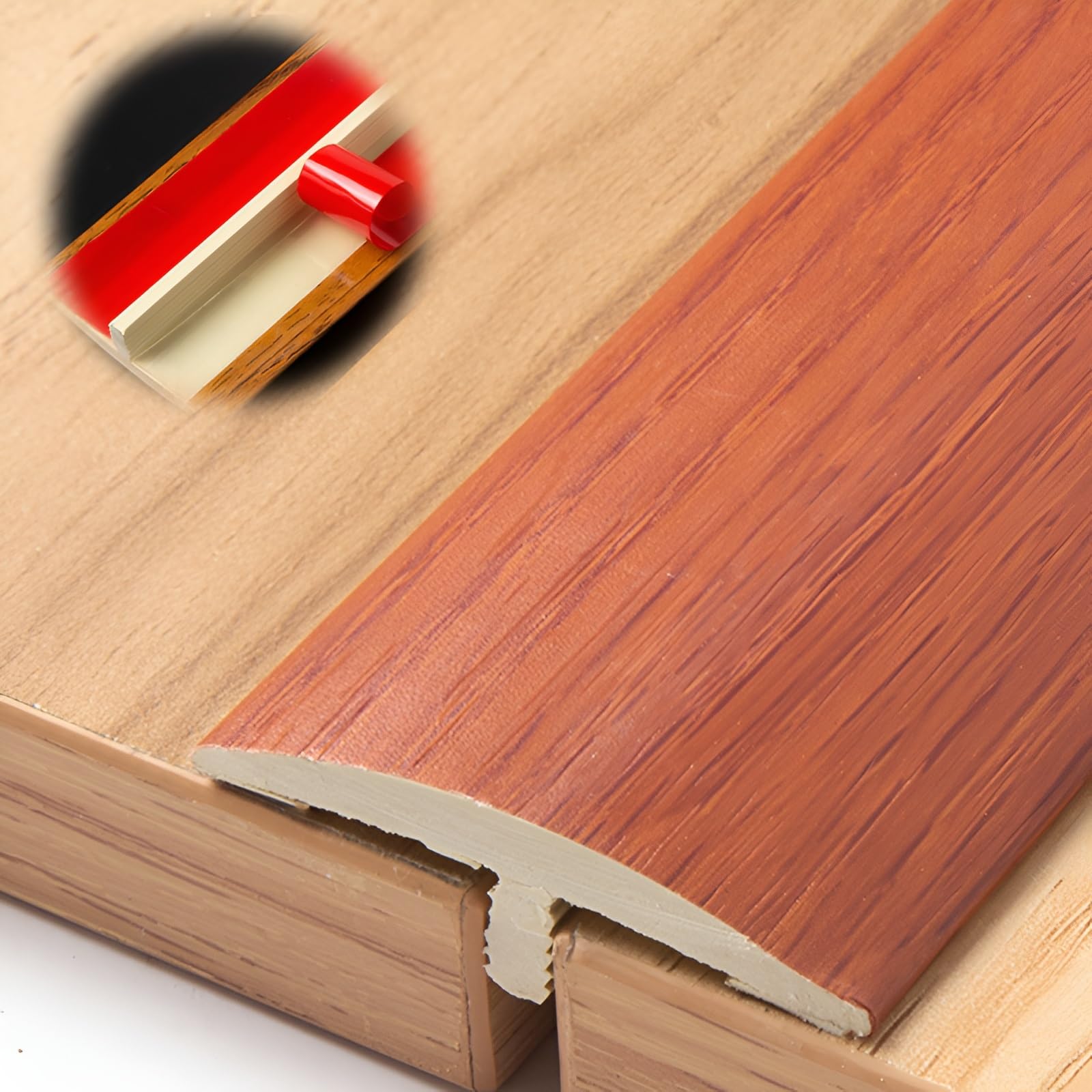 4cm/1.57in Wide, T Molding Floor Threshold Transition Strip, Laminate Floor Strip, Floor Flat Divider Strip, Water Proof, Self-Adhesive(Black walnut)