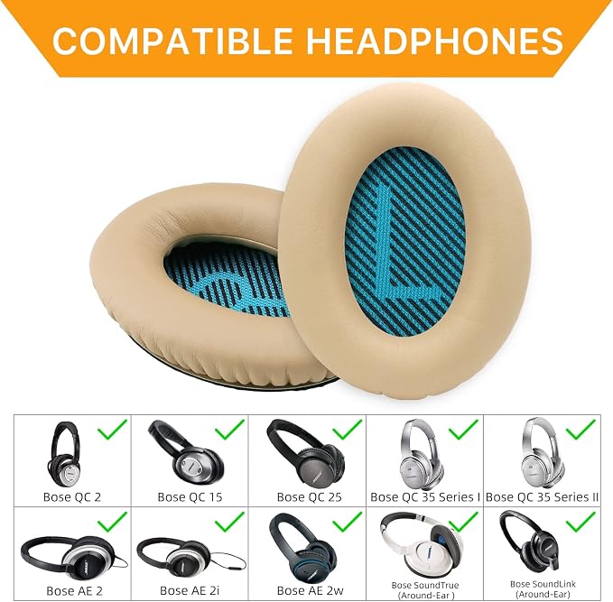 Almohadillas para audífonos Bose QC25/QC35 II/QC15 reemplazo miniatura 5