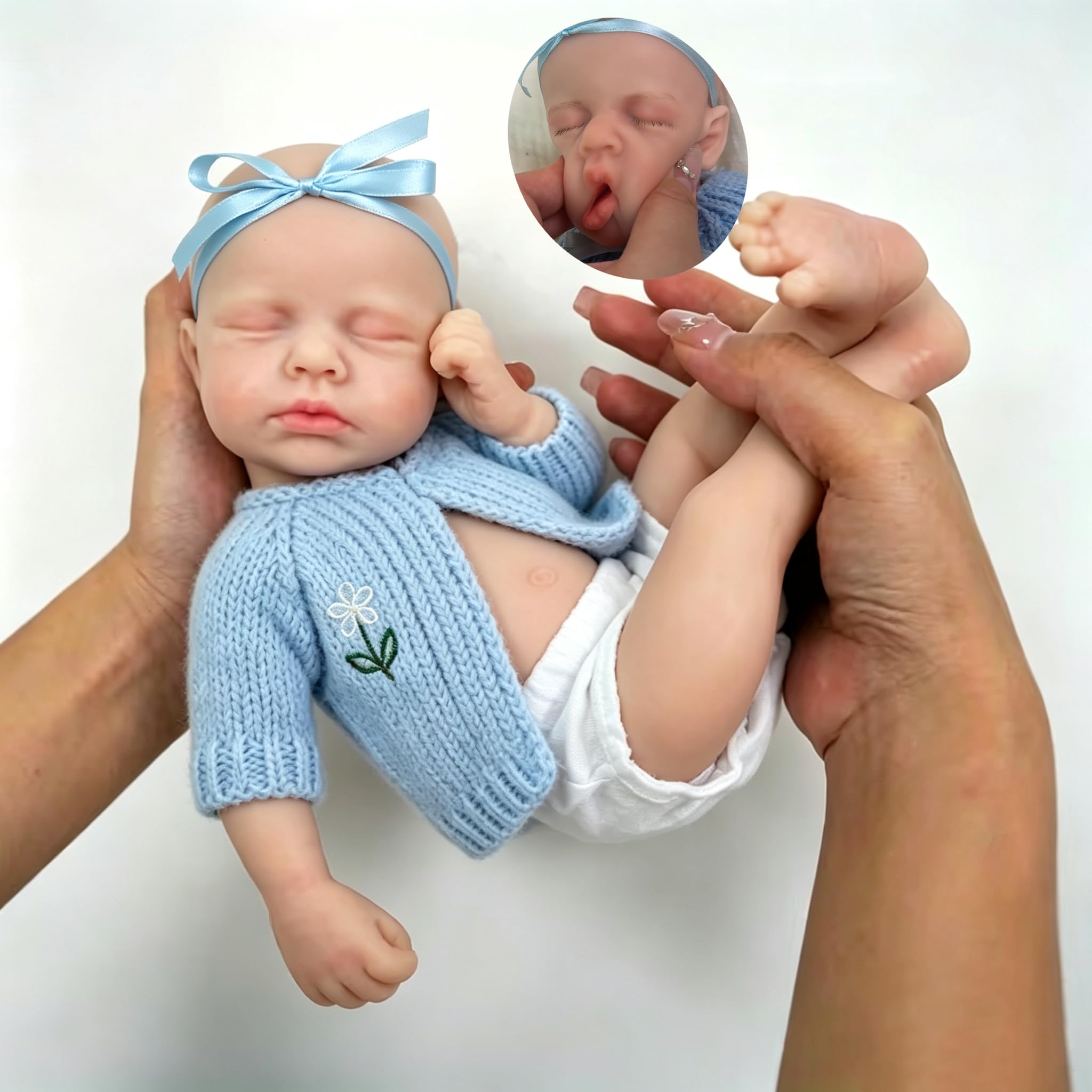 Anano Squishy Reborn Baby Dolls, 12 Inch Silicone Reborn Baby Dolls, Platinum Silicone Full Body Babys, Handmade Craft, Waterproof Babies, Realistic Newborn Doll, Set For Kids