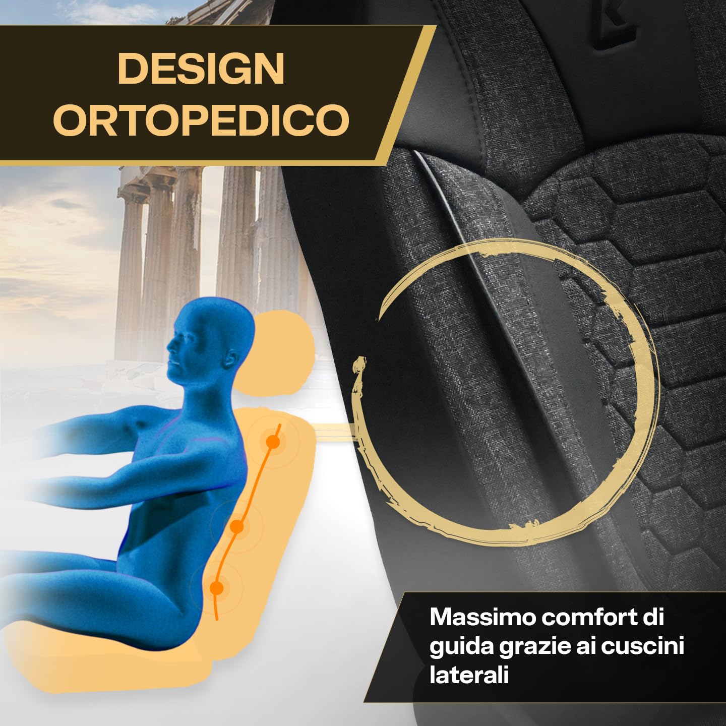 LUCARO Coprisedile Auto per Universale Olimp, Grigio-Nero | Coprisedili e protezioni, accessorio ideale per l'auto - protegge i sedili originali della tua auto