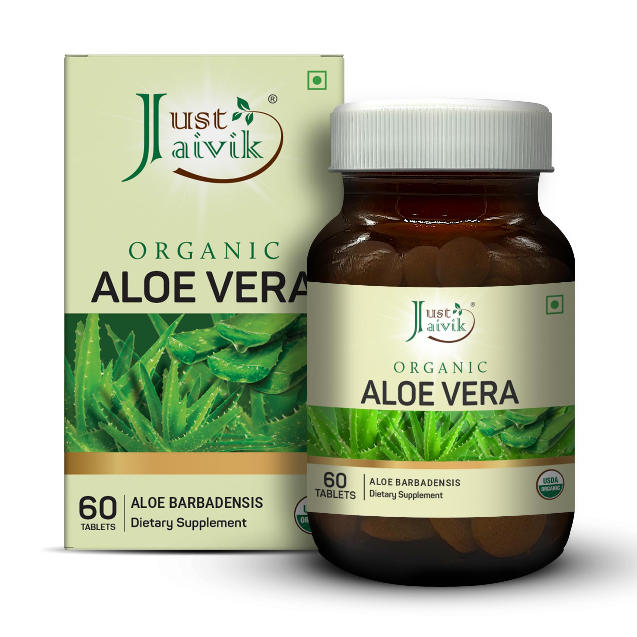 Just Jaivik Organic Aloe Vera Tablets 600 mg 60 count | Skin & Digestion-image-28