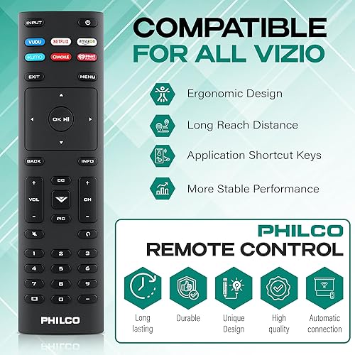 Miniatura 2 de PHILCO Control remoto universal para VIZIO Smart TV, XRT140 XRT136 XRT260 XRT270 Reemplazo remoto para todos los televisores VIZIO, control remoto