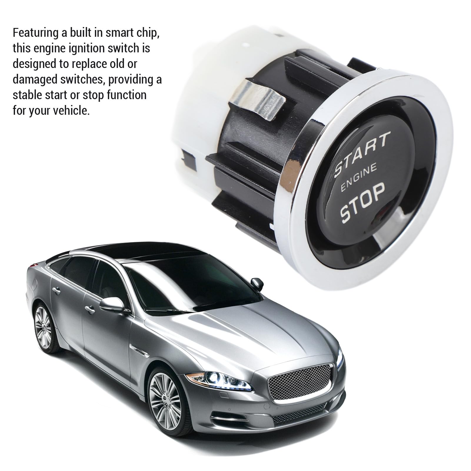 Pulsante Avviamento Motore, Interruttore Start Stop C2D4509 in Plastica ABS Compatibile con Jaguar XJ 2010-2013, Ricambio Accensione per Console Centrale e Cruscotto Auto