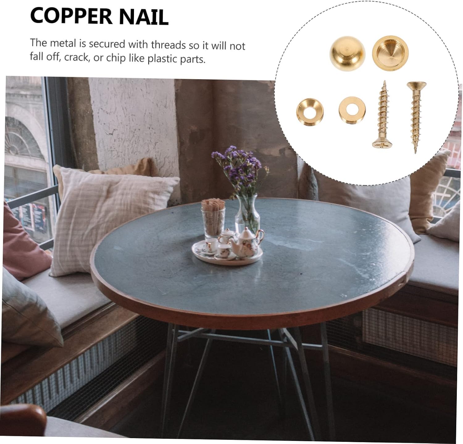 2sets Mirror Nail Fixing Screw Cap Decorative Metal Nail Polished Finish 15mm Diameter Metal Screw Cap Cover for Signs 8pcs*2