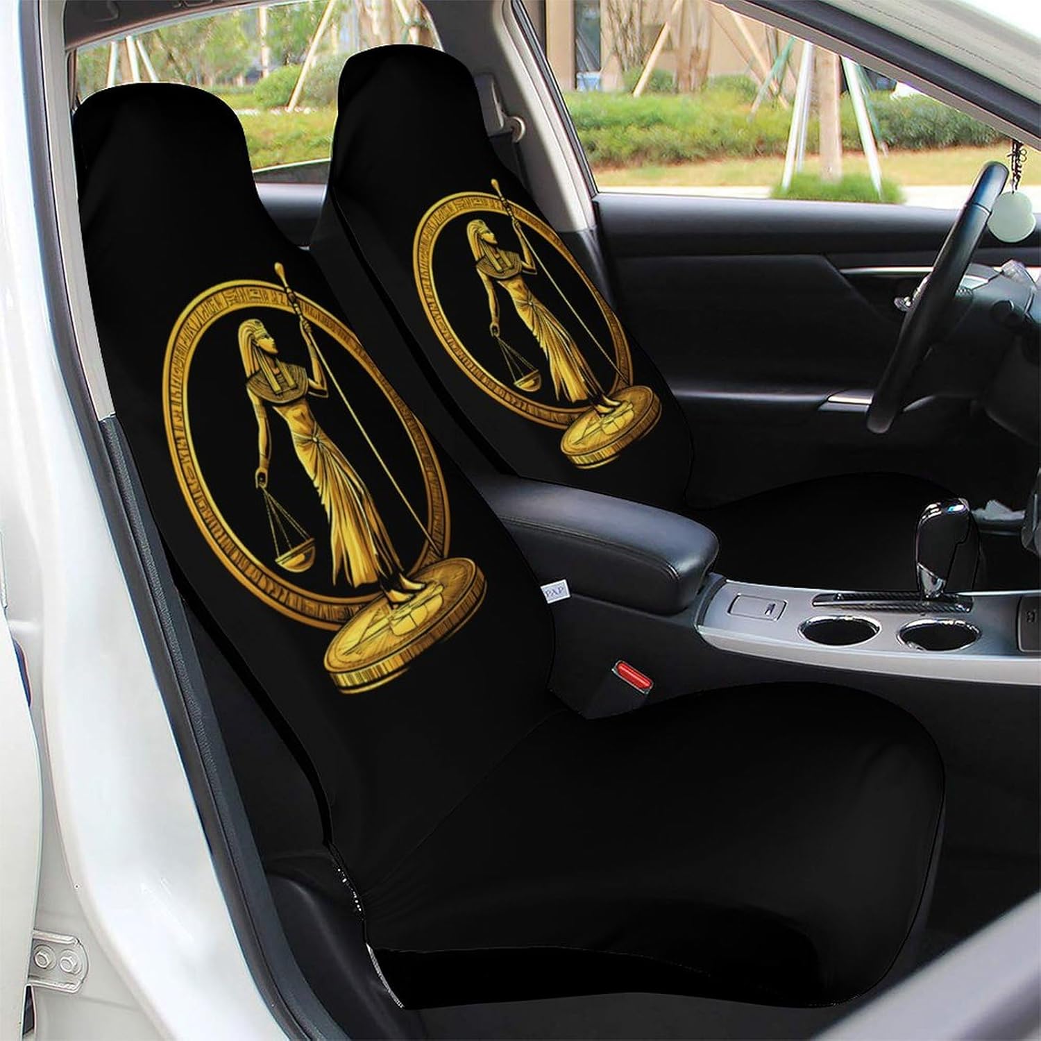 Ancient Egyptian Golden Pharoah Coin Car Seat Covers Universal Car Front Seats Protector Auto Interior Accessories 2PCS