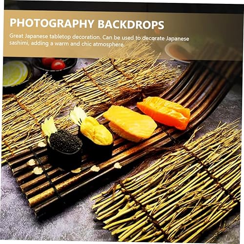 Miniatura 7 de Mikinona Juego de 6 bandejas de bambú para mesa de sushi para comer, mini cerca, decoración de mesa de comedor, platos de bolas de masa hervidas,