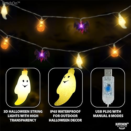 Miniatura 4 de KatchOn, Guirnalda de luces de Halloween para exteriores, 20 pies, 30 luces LED, iluminación exterior para decoraciones de Halloween al aire libre,
