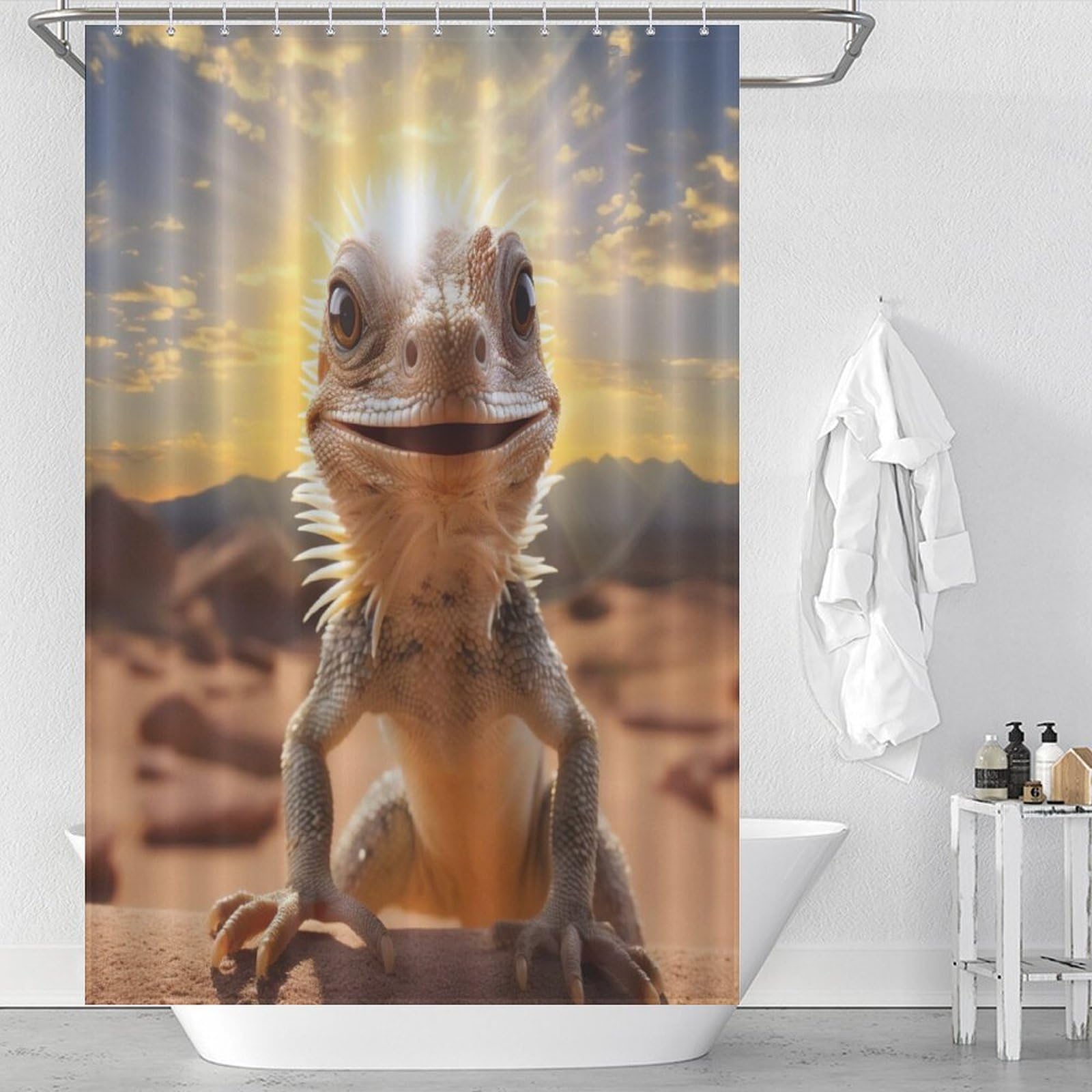 Rideau de douche imperméable en polyester caméléon de 122x183cm pour salle de bains moderne