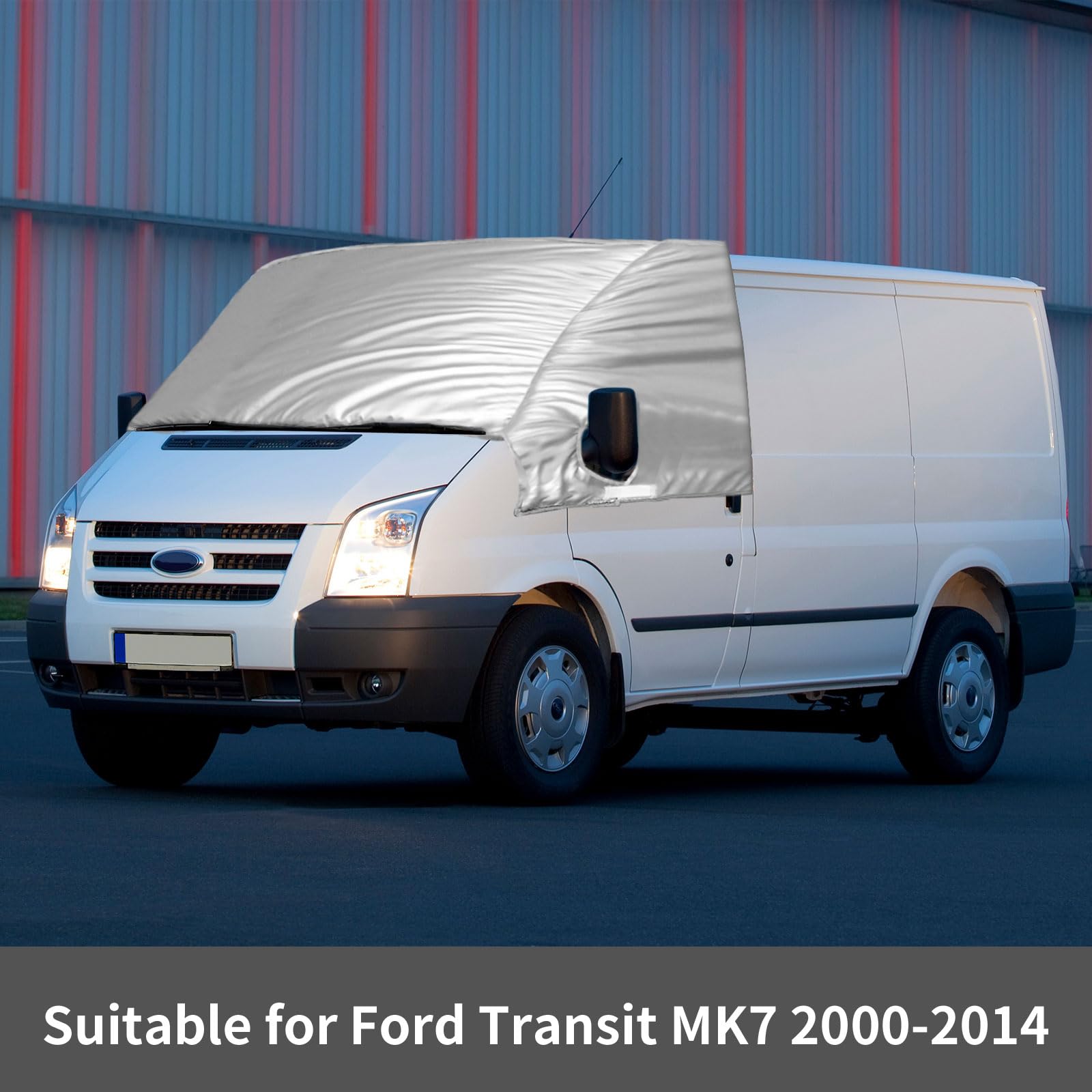 Copertura Termica Esterna per Parabrezza per Ford Transit Van MK7 2006-2013 | per Tetto Medio e Basso, Opaltool Luxus Copertura Argentata per Parabrezza Antigelo con Funzione Oscurante