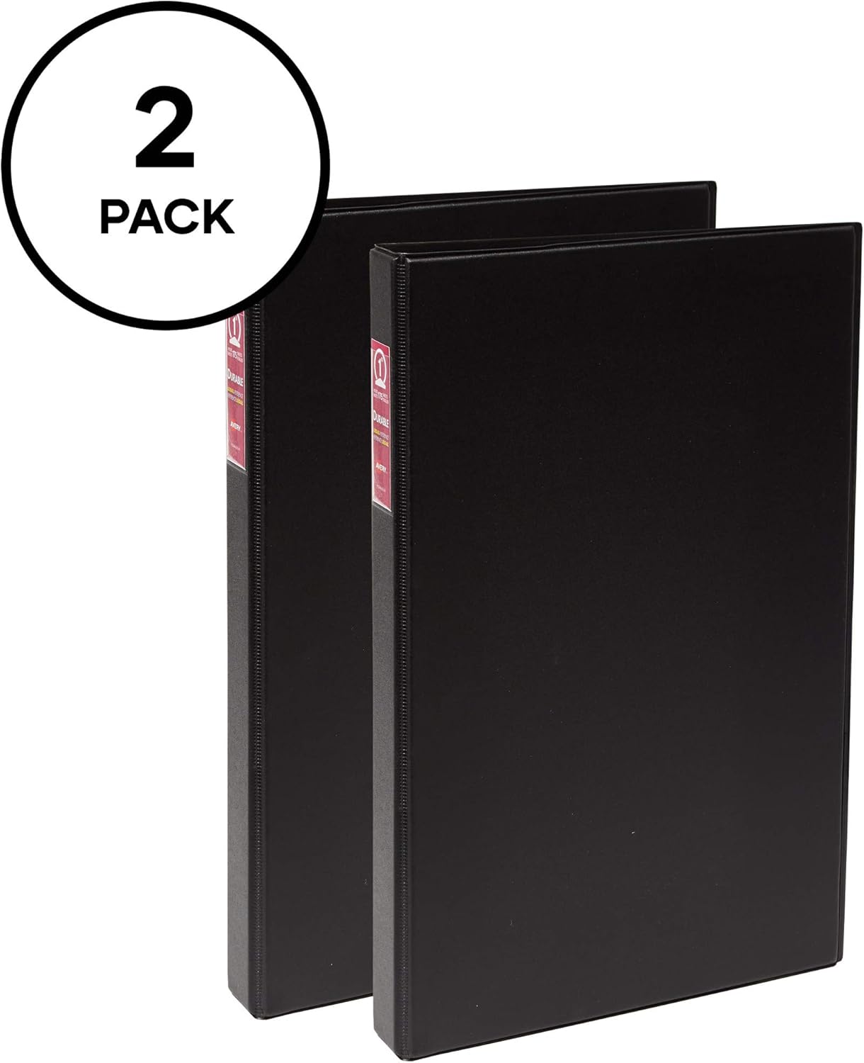 Avery Legal-Size Durable 3 Ring Binders, 1" Round Rings, Holds 8.5" x 14" Paper, Black, 2 Pack (17709)