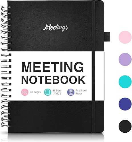 Forvencer Cuaderno de reuniones para trabajar con artículos de acción, planificador de proyectos de tapa dura B5, organizador de agenda para tomar