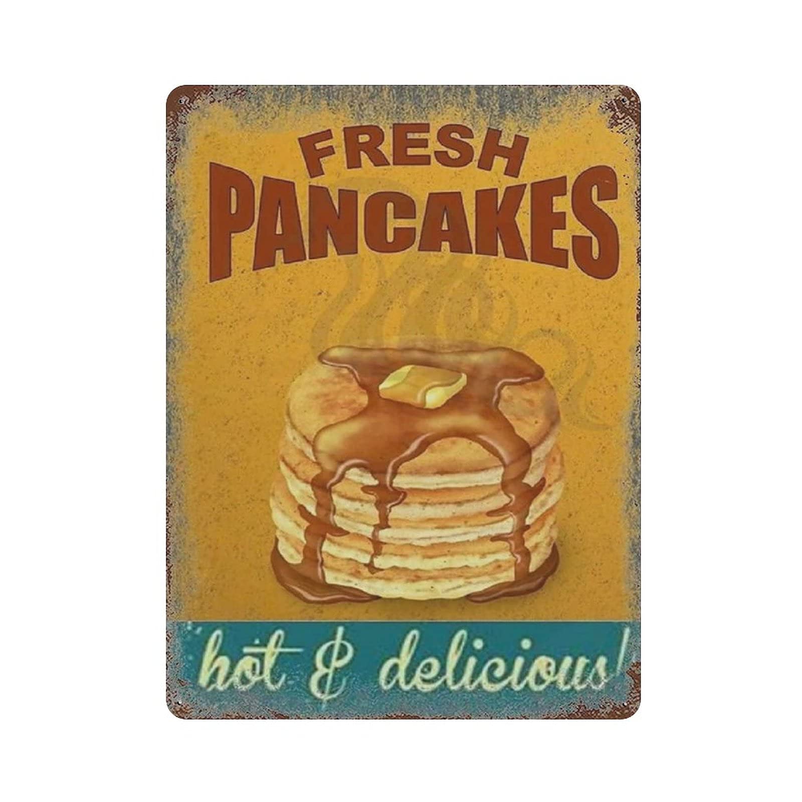 Metal Tin Sign Fresh Pancakes Vintage Tin Poster Metal Sign Wall Decoration Country Kitchen Home Garage Decor 16"x12"