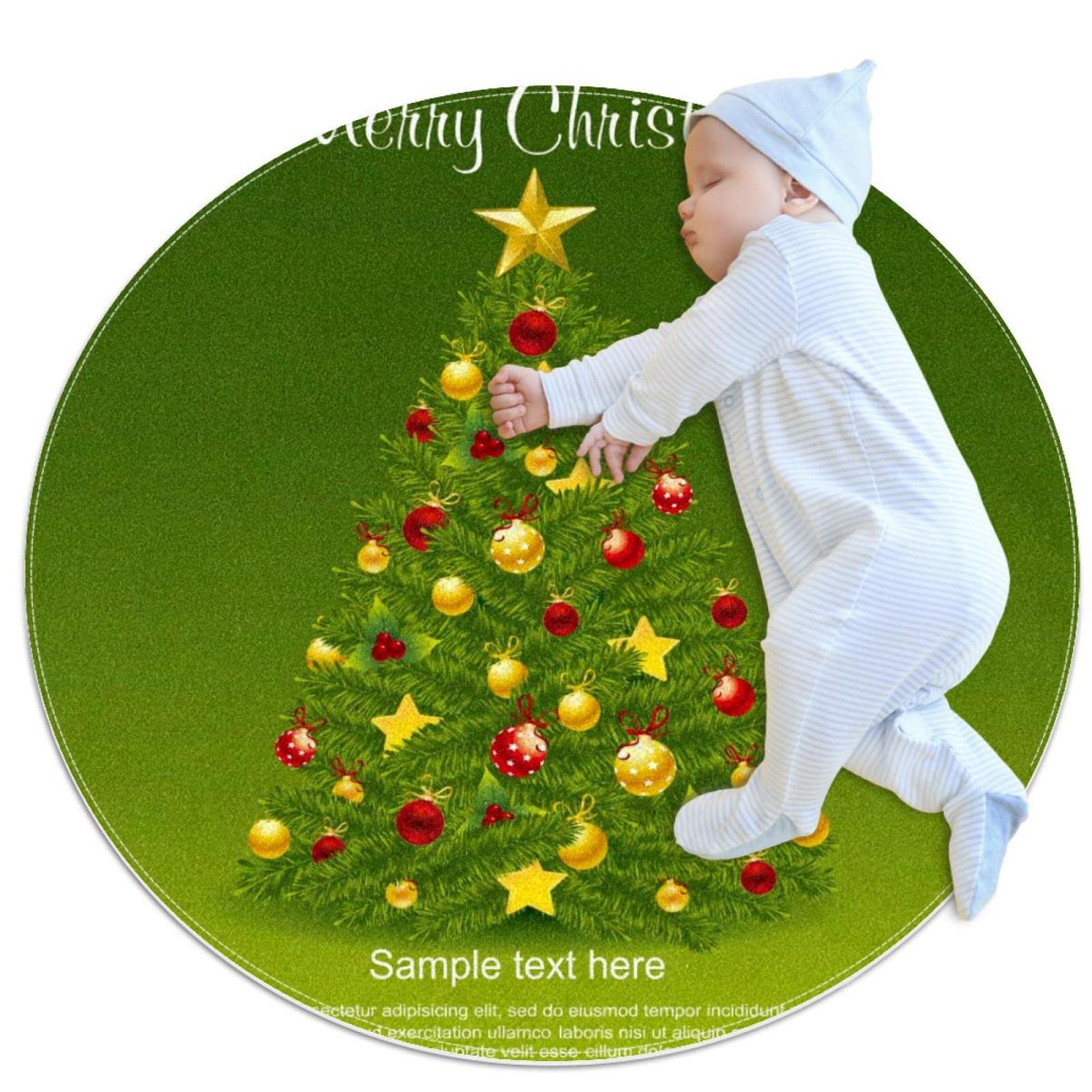 Tapis de Noël rond Joyeux Sapin pour réchauffer l'ambiance du salon