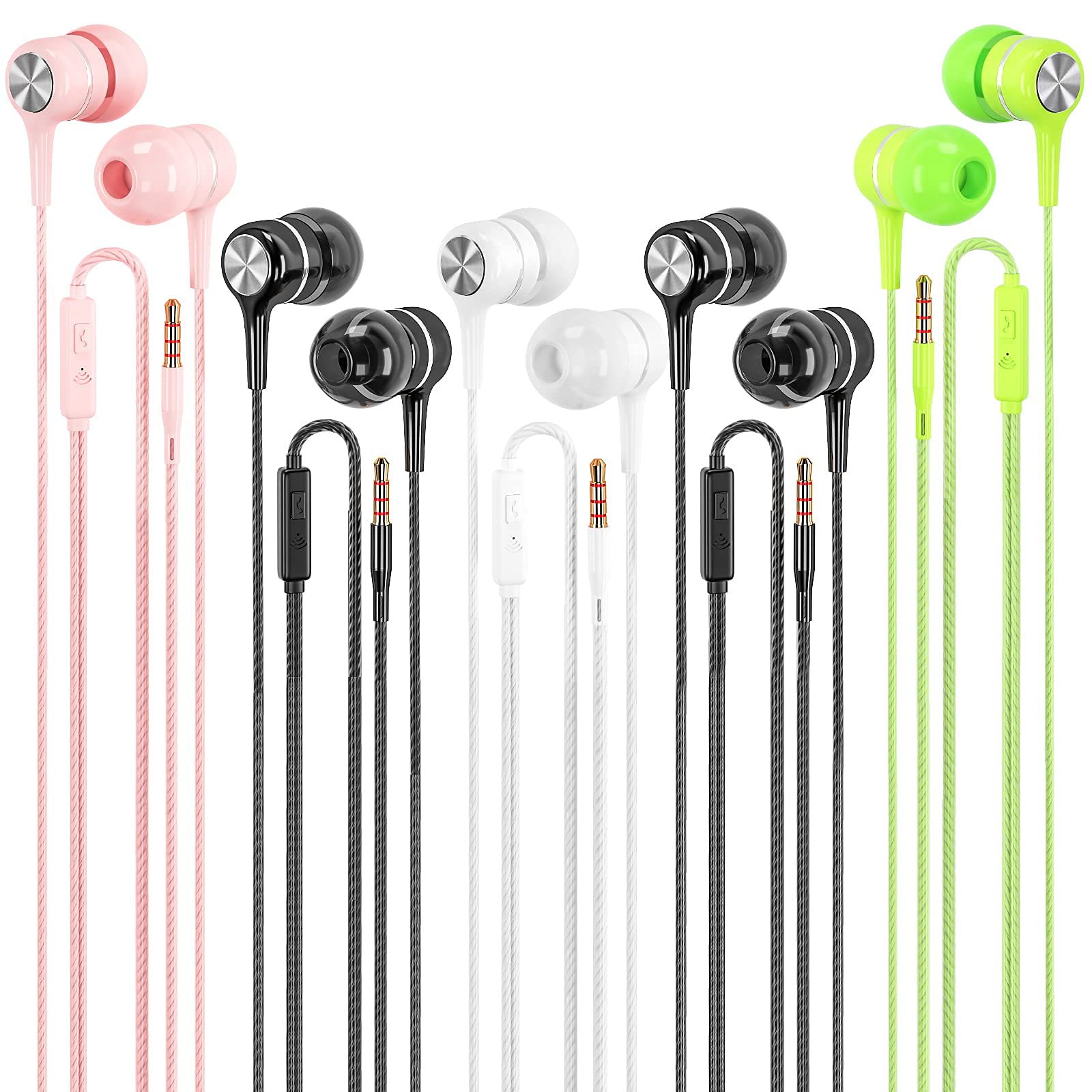 Earbuds Earphones Wired Headphones 5 Pack, Earbuds with Microphone Ear Buds Headphones Noise Canceling Wired Earphones Com...
