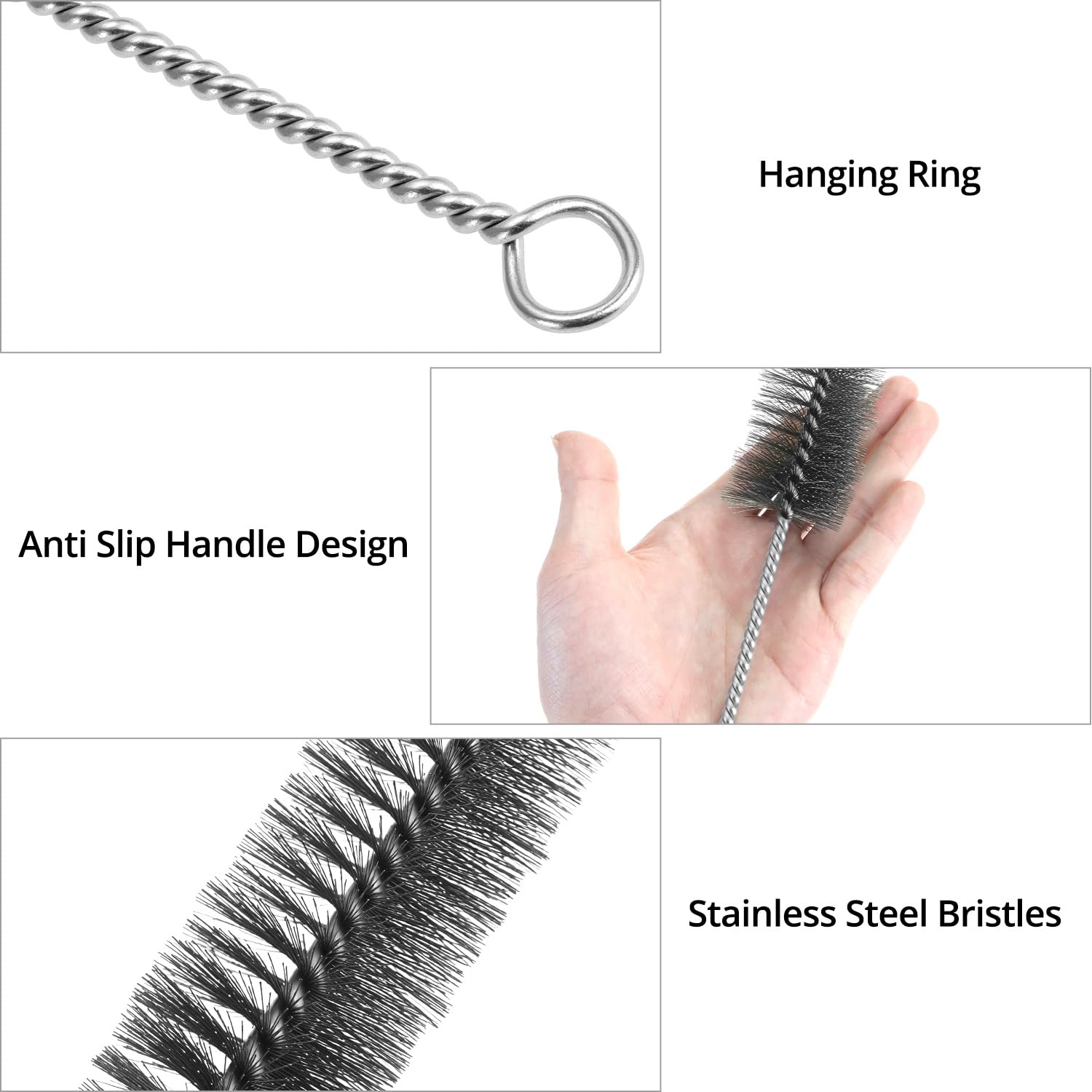 Lot de 2 Brosses pour Tuyau de Poêle Ø 40mm x 30cm – Goupillon de Ramonage Fil d'acier Cheminée Poêle à Granulés