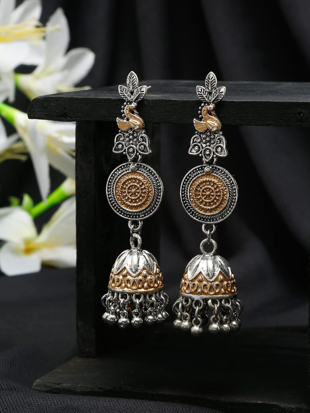 Oxidised Silver Jhumka Earrings for Women (Style 2)