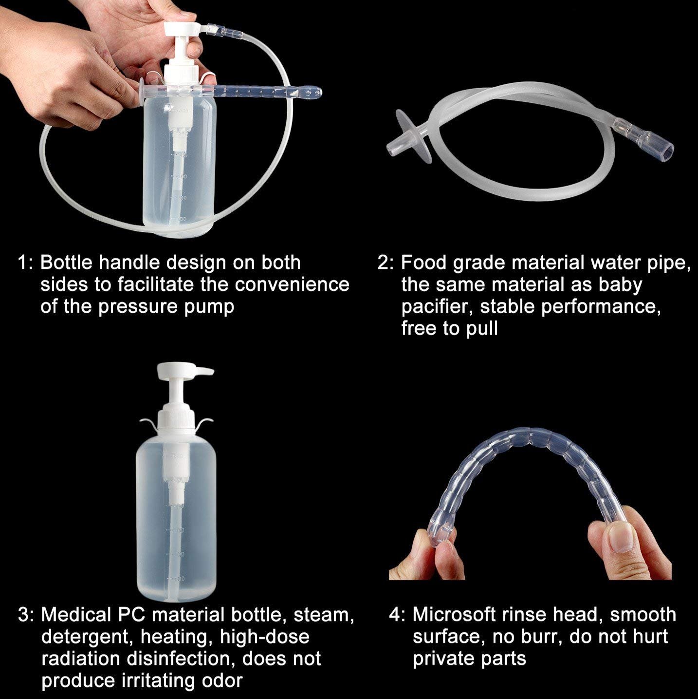 Enlove douche intime douche anale douche anale et vaginale seringue de lavement seringue irrigateur douche hygiénique douche pompe bouteille pour hommes et femmes (600 ml)