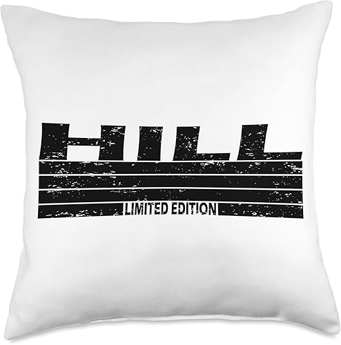 Retro Vintage Limited Edition Last Name Sunset Tee Hill Surname Limited Edition Retro Vintage Style Sunset Throw Pillow, 18x18, Multicolor