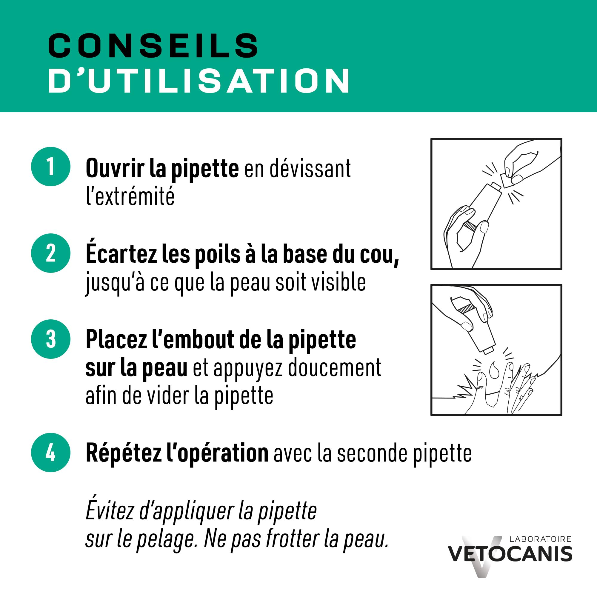 Vetocanis, Pipettes Anti Puces Chien, 2x1 Mois sans Tiques, Puces, Moustiques, Antiparasitaire Chien 2 à 10 kg, A base de Margosa, Répulsif Protection Immédiate, 2 Pipettes de 2 mL