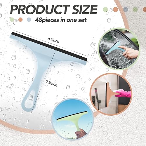 Miniatura 2 de 48 piezas de escobilla de goma para puerta de vidrio de ducha, escobilla de silicona de 8.7 pulgadas, limpiador de ventana de vidrio, herramienta de