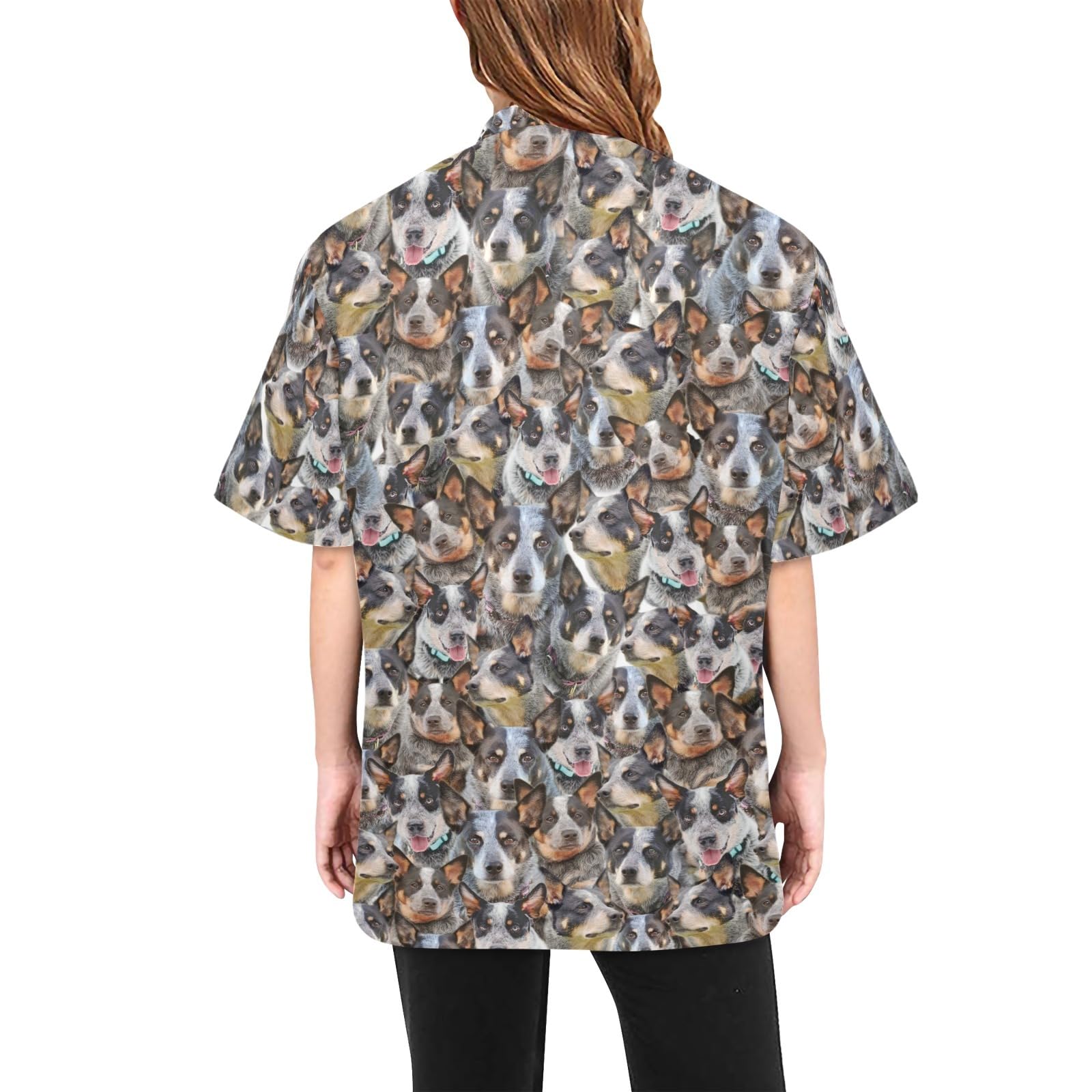 COWCUTE Pet Grooming Smocks Australian Cattle Dog Print Work Clothes for Pet Groomer Barber, Waterproof Jackets for Women Men