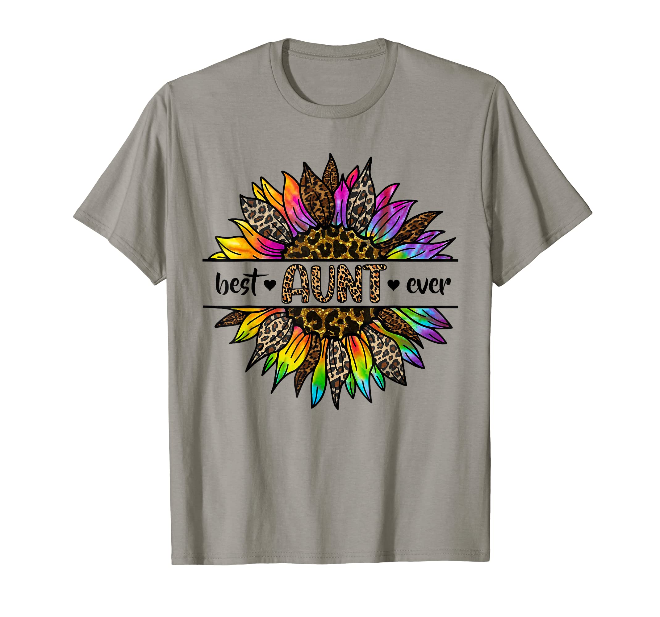 Funny Aunt Auntie Gifts from Niece NephewBest Aunt Ever Sunflower Leopard Tie Dye Auntie Mothers Day T-Shirt